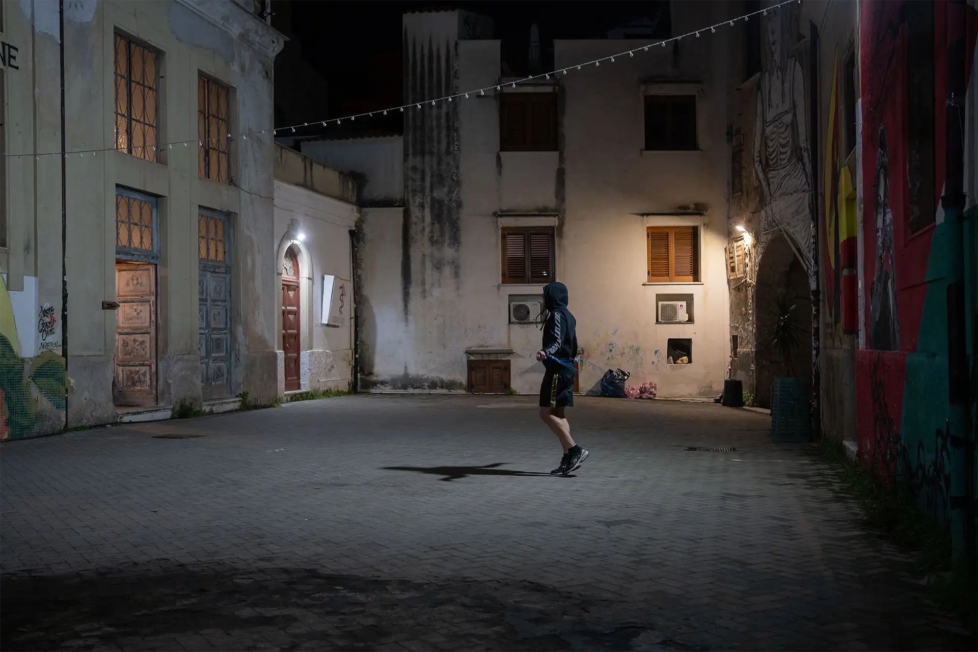 Allenamento presso il cortile dell’ex convento di San Basilio, nel quartiere Olivella